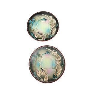 Vintage Japanese Moriage Shift Raised Dragon Set of Four Saucer Plates